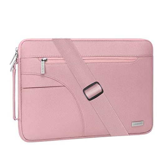 MOSISO Laptop Shoulder Bag Compatible with MacBook Pro 15 inch A1990 A1707, 15 Surface Laptop 4/3, 2020 Dell XPS 15, HP Chromebook 14, Polyester Briefcase Sleeve with Side Handle, Pink