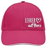Huuraa Unisex Kappe Lehrer mit Herz Geschenk Pink/White Lehrer Mitbringsel