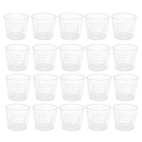 Othmro 20Pcs 30ml Plastic Graduated Cups Measuring Cup PP Plastic Graduated Beaker Clear Scale Cups Liquid Measuring Mixing Cups Graduated Plastic Measuring Cups for Lab Kitchen Liquids Transparent