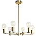 Produktbild BAODEN 6 Flammig Leuchte Modern Sputnik Kronleuchter Brass Gold Mid Century Pendelleuchte Semi Flush Mount Hängelampe für Wohnzimmer, Esszimmer, Schlafzimmer, Küche