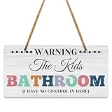 Kids Bathroom Decor Toddler Bathroom Door Decorations Boho Kid's Bathroom Decor Boys Girls Bathroom Toilet Wall Sign Warning the Kids Bathroom Wall Hanging Bathroom Door Signs Decor for Kids