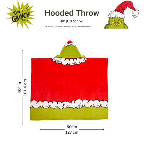 Franco D. Seuss The Grinch Roupa de cama infantil de Natal macia aconchegante cobertor com capuz, 10