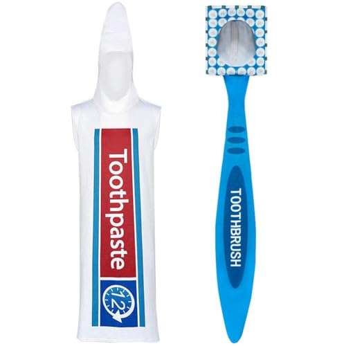 Tsffae 1 Juego De Pasta De Dientes Y Cepillo De Dientes, Disfraces De Cosplay para Adultos, Fiesta De Halloween, Mono para Parejas, Accesorios Divertidos para Actuaciones