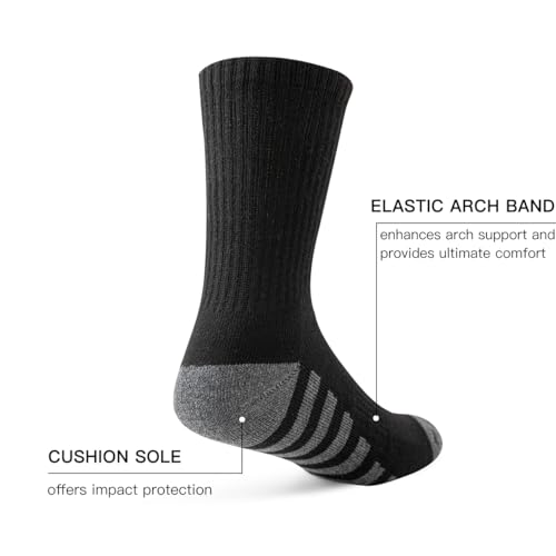 JOYNÉE 8 Pairs Mens Crew Work Cushion Socks Long Athletic Running Socks Workout Breathable Socks3