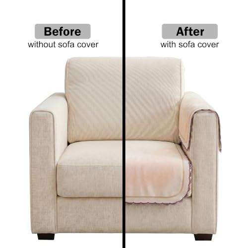 Image of Story@Home Sofa Mat Velvet Sofa Cover 1 Seater (76x61Cm) with Arm Rest Covers | Anti Slip Sofa Cover Velvet for Living Room | Measure Your Sofa & Create Your Own Customized Set -Ombre Cotton Candy