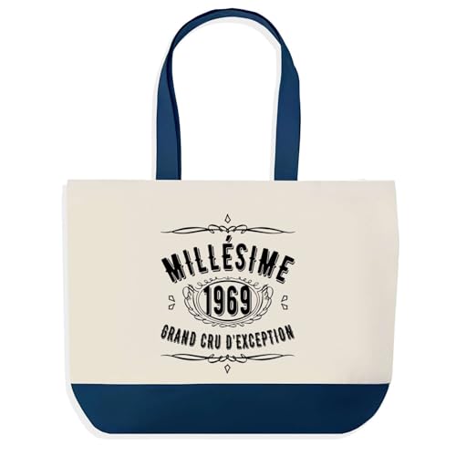 Sac de Shopping Bleu Millésime 1969 Grand Sac de Course Provision Cadeau
