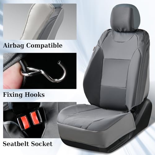 Image of Coverado Front Seat Covers, Waterproof Oxford Seat Protector for Car Seat Cushions for Kids & Dogs, Compatible with 2015-2026 Ford F150 & 2017-2026 Ford F250 F350 F450 (Gray, 2PCS),