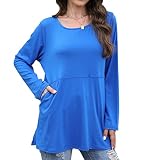 SuéTer de Cuello Redondo Camiseta de Manga Larga para Mujer Excelente Tela FáCil de Lavar Buena DecoracióN BotóN Trasero Amigable con la Piel para Trabajo de Oficina (L)