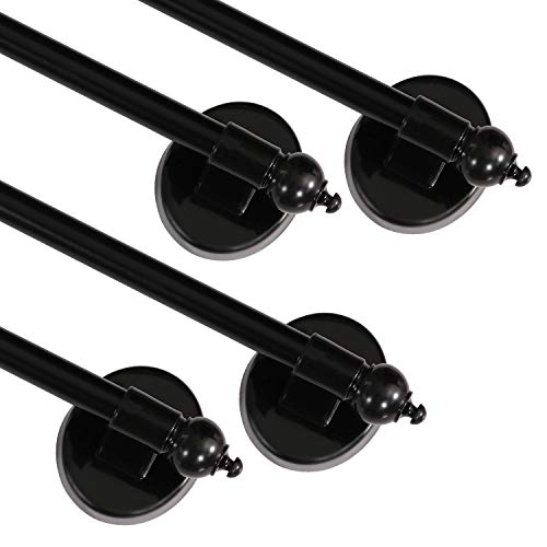 Magnetic Curtain Rod 5/8" Multi-Use Versatile Adjustable Appliance Magnetic Rod Extends from 16 inch to 28 inch Magnetic Cafe Curtain Rod, Black, 4 Pack by Turquoize - Used condition - US$15.03