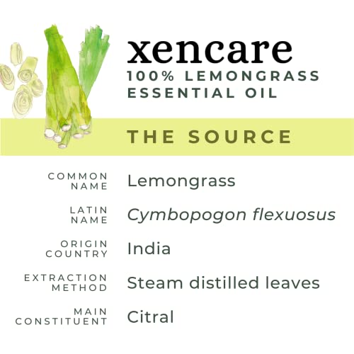 Xencare Organic Lemongrass Essential Oil - 100% Pure And Natural, 0.33 Fl Oz, 10Ml #TOP2