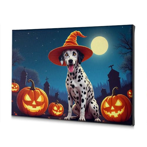 Toile dalmatien et citrouilles déco murale chrétienne de Pâques pour bain