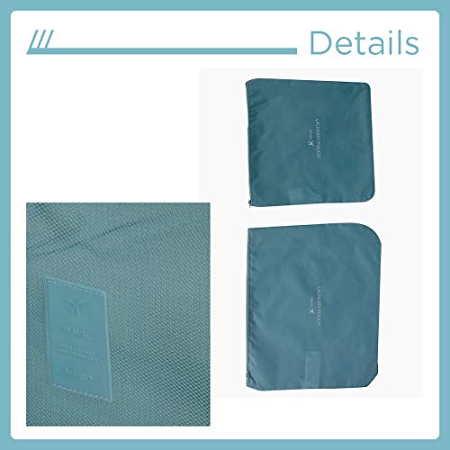 MINISO Foldable Travel Organiser Bag Zipper Toiletry Bag Set of 4,Underwear Bag Portable Storage Case Lightweight Fits Bra Socks Underpants for Women, Green