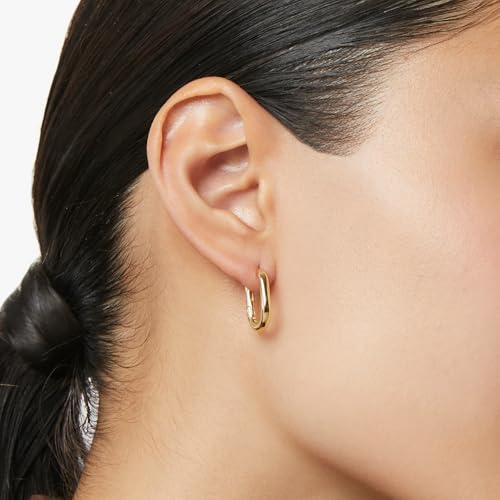 Ana Luisa Rox Rectangle Hoop Earrings for Women - Chic Small & Mini 14K Gold Plated Hoop Trendy Earrings & Silver Rhodium Plated Huggie Hoops - Hypoallergenic Tarnish-Free Water-Resistant Huggie Hoops4