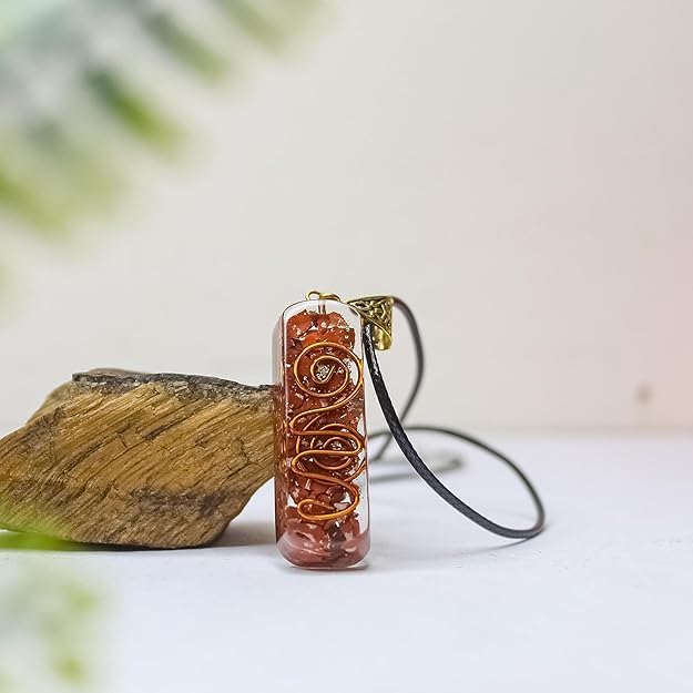 Image of Orgonite Pendant with Power Symbol Handmade Resin Energy Amplifier Necklace