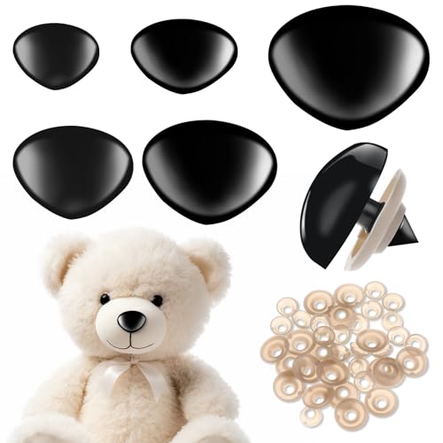 JIYIN 25 narices de seguridad para animales de ganchillo, 15/18/22/24/30 narices de seguridad para peluches, narices de seguridad de plástico con arandelas para muñecas, peluches, manualidades