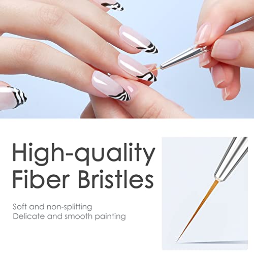 Modelones Nail Brush Set For Nail Art Liner Brushes 5Pcs Thin Nail Art Brush For Nails Gel Polish Painting Designs With Hexagonal Shape Easy Hold 5/7/9/11/20Mm #TOP2