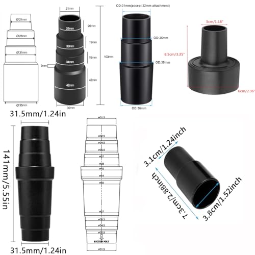 Schlauchadapter Universal - Staubsauger Adapter Gummi,Staubsaugeradapter - Schlauch Reduzierstück für Bosch, Makita, Kärcher usw