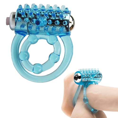 Vibrating Penis Ring with Double Cock Rings for Men Enhance Lasting Delay Ejaculation Clitoral Stimulator Penis Ring Vibrator G-spot Stimulating Adult Sex Toys for Couple with Batteries Included