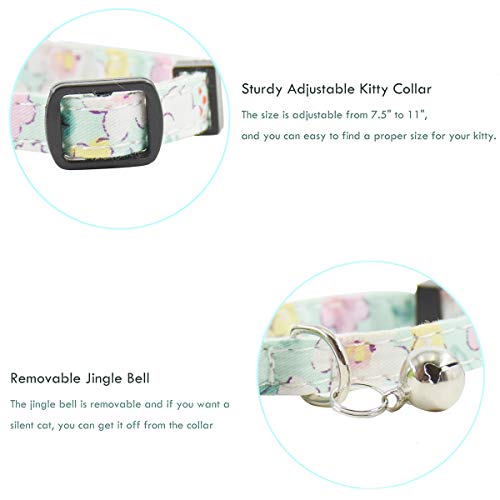 Image of Breakaway Cat Collars with Bell, Set of 3, Durable & Safe Cute Kitten Collars Safety Adjustable Kitty Collar for Cat Puppy 7.5-11in (Gray,Pink,Blue)