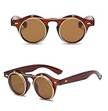 MTZJH Fashion Retro Round Steampunk Sunglasses Men Vintage Steam Punk Sun Glasses For Women