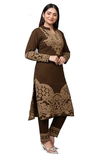 Image of ColorChakra Woolen Kurta Palazzo Set for Womens Winter wear Wool Kurti Sizes M to 4XL