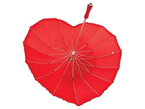 Women's Irregular Shape Long Handle Heart Love Wedding Umbrella (Red)-image-39