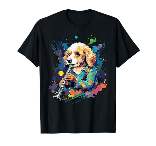 Clarinetista Amante Perro Jugar Clarinete Camiseta