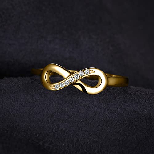 Image of JewelryPalace 14k White Yellow Rose Gold Plated 925 Sterling Silver Rings for Women, Cubic Zirconia Promise Rings for Her, Stackable Wedding Bands Rings for Women Infinity Forever Love Knot Ring