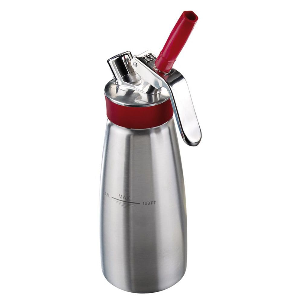 iSi Dispenser per crema da 500 ml, Gourmet Whip Plus, 0,5 litri, in acciaio inossidabile di alta qualità, funzionante con iSi capsule di crema, per creme, salse calde e fredde, zuppe, espumas e dessert