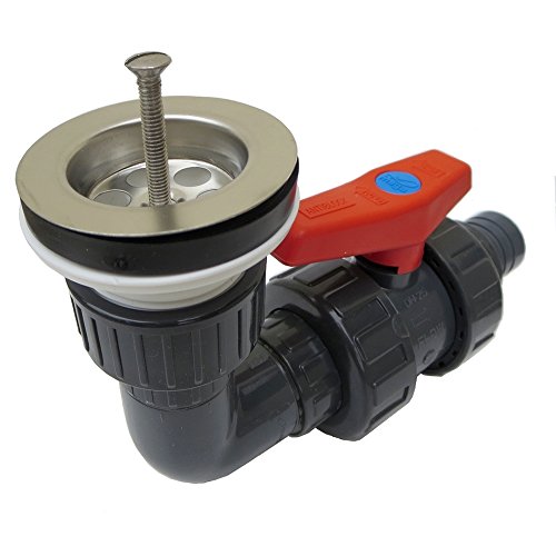 alfa-pool Ablaufgarnitur 1 1/2" VA Sieb Kugelhahn PVC D32mm für Badebottich, Badezuber
