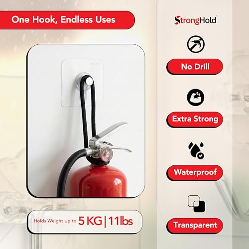 Image of StrongHold Wall Hook Combo Pack of 15 - (5 Pcs of Each Hooks) | Self Adhesive Photo FrameHooks, ScrewHooks & FlowerHooks | Heavy Duty Transparent & Stainless Steel Wall Hooks