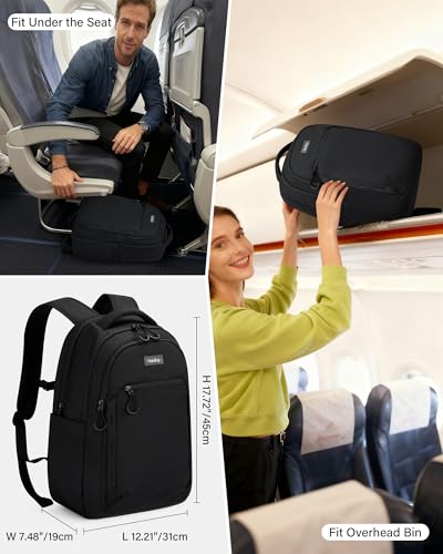 Image of HanTrip Travel Laptop Backpack for Women Men, 18 Inch Large Work Backpack for Commuter College School Book Bags, Water Resistant Backpack with Luggage Strap Water Bottle Pocket Chest Strap, Black