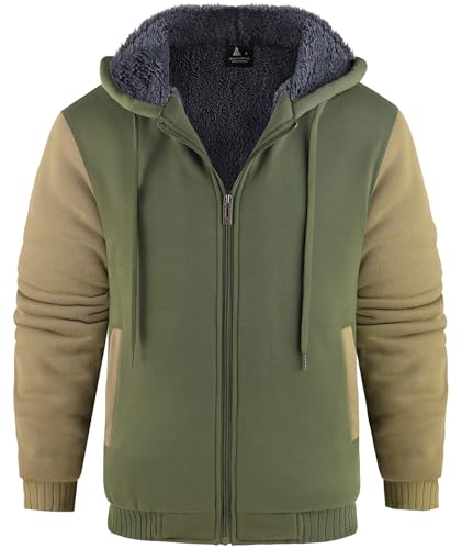 Image of GEEK LIGHTING Men's Fleece-Lined Zip Up Hoodie, Thick Hooded Jacket Winter Warm Athletic Sweatshirt