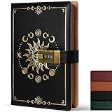 HEYPLACE Diary with Lock, A5 Leather Journal Diary for Women Hardcover Travel Notebook Locking Mechanism Gift Notebooks（224 Page）