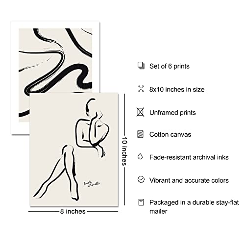 Boho Minimalist Abstract Wall Art Prints Set Of 6 Modern Aesthetic Neutral Black Art Woman Silhouette Matisse Posters For Bedroom Living Room Office Bathroom Wall Decor (8"X10" Unframed) #TOP1