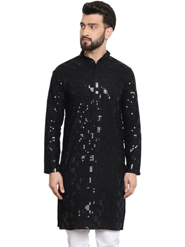 Image of SOJANYA (Since 1958 Men's Cotton Embroidered Sequinned Long Kurta
