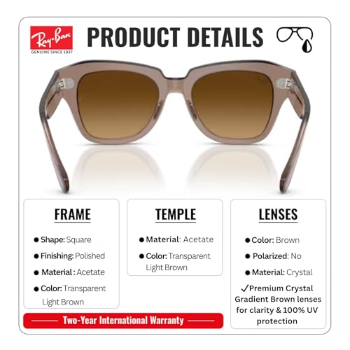 Image of Ray-Ban RB2186 STATE STREET Square Sunglasses with Official Eyewear Kit