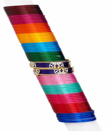 Image of Multicolor Changeable Bangle Set with Stone-Studded Designer Bangles