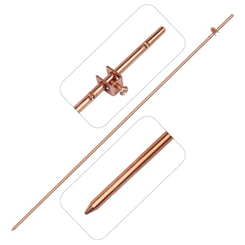 GOUNENGNAIL- 4 Foot Copper Grounding Rod, 3/8' Dia. Bonded Copper Ground Rod Equipped with Fall-free...