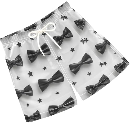 Pigsaly Boys Swim Trunks Funny Black Stars Bow Boys Board Shorts Swimsuit Swimwear Summer Bathing Suit XS