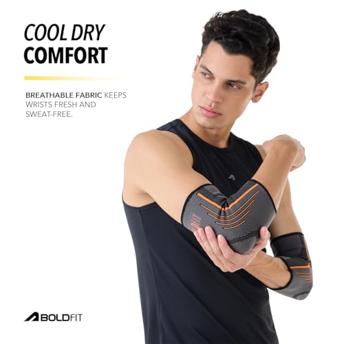 Boldfit Elbow Support For Pain Relief Tennis, Tennis Joint Support For Badminton Cricket & Sports Medium for Gym Men & Women