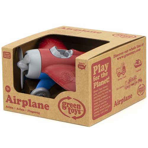 Image of Green Toys Airplane - Bpa Free, Phthalates Free, Red Aero Plane for Improving Aeronautical Knowledge of Children. Toys and Games