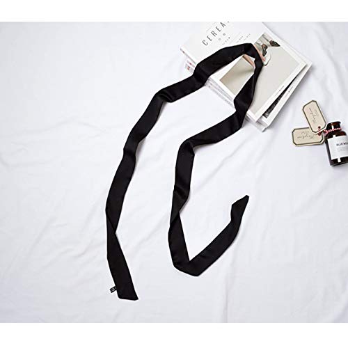 Ribbon Scarf for Women Long Skinny Satin Belt Sash Necktie Neck Scarf ZWJ01, Black, Free Size3