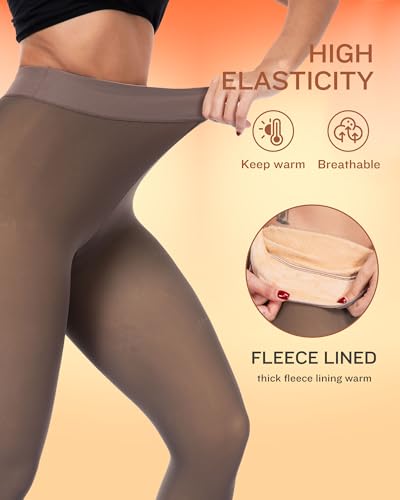 Image of ATHVOTAR Fleece Lined Winter Tights Women - Thermal Warm Opaque Pantyhose Thick Sheer Leggings