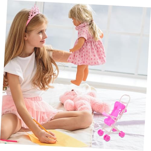 Mikinona Realistischer Puppenwagen Kinderwagen Modell für Jungen Mädchen Beweglicher Puppenbuggy Leicht und Kompakt Zubehör für Puppenhaus und Rollenspiele – Bild 7