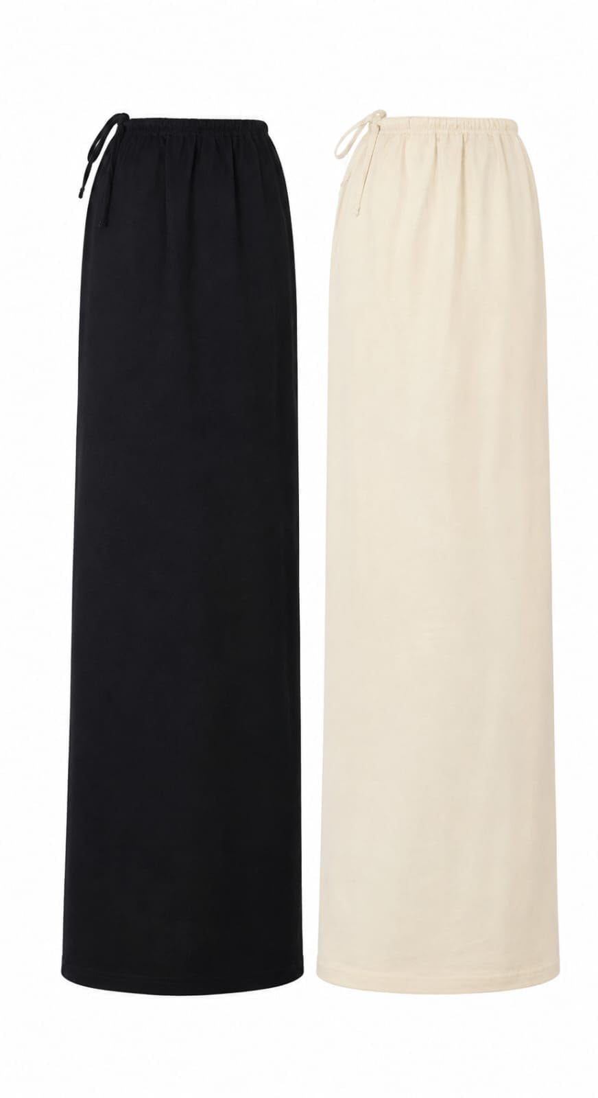 Saree Petticoat for Women, Cream & Black, Large, Pack of 2 Under Skirt-picture-17