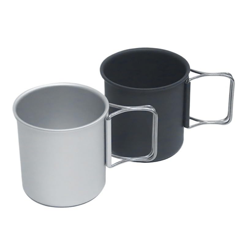 Echeson 2-Piece Pack Mug 300ML, Foldable Aluminum Coffee Cup Tea Cup Suitable for Outdoor Camping Or Cycling(Black)