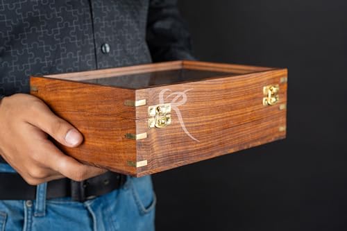 Image of Royal Craft Expertise 6-Slot Watch Box for Men - Handmade Indian Rosewood Luxury Watch Case | Elegant Wooden Watch Display Box | Jewelry Organizer for Men