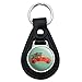 Black Leather Old Timey Christmas Red Truck and Tree Keychain