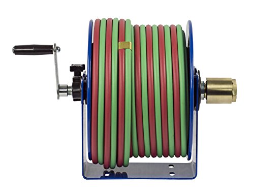 Coxreels 112W-1-100 Hand Crank Steel Welding Hose Reel, 100W Series, ¼” x 100’, 200 PSI - Oxy-Acetylene Welding Hose - Easy-to-Use Compact Design - Heavy-Duty Steel Construction, Made in the USA, Blue